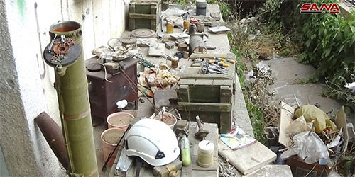 armas halladas en los escondites de Daesh Ejército sirio conquista principal bastión de Daesh en el Valle Yarmouk